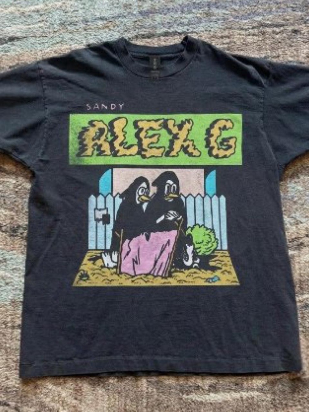Gildan Black Tee with Green, Yellow, Pink and Blue Graphic - Alex G